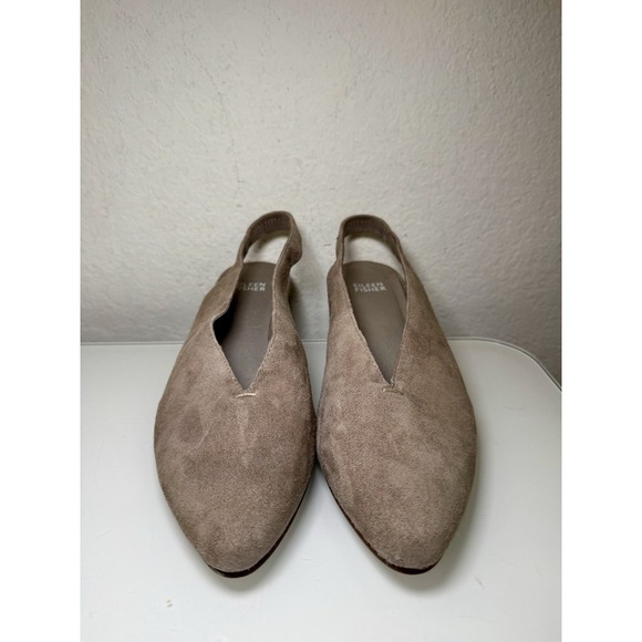 Eileen Fisher Gatwick Suede Slingback Wedges Gray Pumps Back Strap Size 8 Dress - Picture 1 of 15